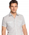Cool down your warm weather look with this western-inspired workshirt from Kenneth Cole New York.
