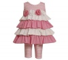 Bonnie Jean Baby Girls Stripe Rosette Dress Outfit Set , Pink , 12M