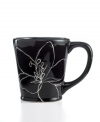 Mix-and-match! Sprawling black-and-white flowers lend your tabletop a modern sensibility. A blend of classic florals and contemporary design, this mug from the Laurie Gates dinnerware and dishes collection is crafted to enhance your decor at special occasions or quiet nights at home.