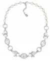 The epitome of elegance. Imitation pearls combine with sparkling glass accents on this exquisitely crafted necklace from Carolee. Set in silver tone mixed metal. Approximate length: 17 inches + 2-inch extender.