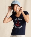 Shine on in Tommy Hilfiger's nautical tee, featuring a large logo and anchor crafted from sparkling sequins.