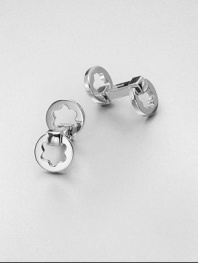 Round cuff links, finished in platinum highlighted by an embossed emblem inlay.PlatinumAbout 1 diam.Imported