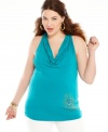 Look ultra-hot from all angles with Baby Phat's sleeveless plus size top, featuring a draped neckline and racerback. (Clearance)