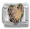 June Pink Alexandrite Gold Czech Crystal Butterfly Birthstone Butterfly Italian Charm Bracelet Link
