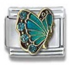 December Blue Zircon Gold Czech Crystal Butterfly Birthstone Butterfly Italian Charm Bracelet Link