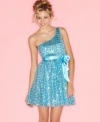 Dive into sequins with this aquamarine dress from City Triangles – a one-shoulder style built to dazzle!