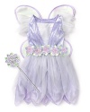 Teeming with chiffon and flowers, this satiny Melissa & Doug fairy costume is enchanting with a petal skirt, a sweet set of wings and a glittering magic wand.