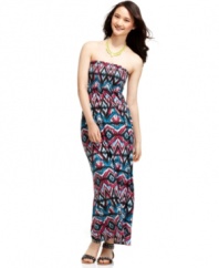 The striking graphic print on this maxi dress from Ultra Flirt breathes life into any closet of summery gear!