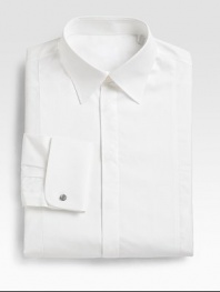 The essential shirt for formal fashion, woven in crisp cotton with a panel front and French cuffs. Modern fit Mother of pearl cuff links Point collar; topstitiched edge Covered placket front Machine wash Imported