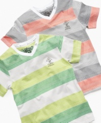 Variety is the spice of life. Multi-sized stripes will catch everyone's eye when he sports this t-shirt from LRG.