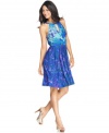 Suzi Chin's swingy jersey dress is emboldened with a paint-splatter print and flirty keyholes at the front and back.