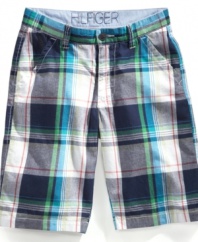 Plaid is traditional no more. Give a classic a refreshed modern look with these plaid shorts from Tommy Hilfiger.