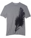 This feather graphic t-shirt from Calvin Klein definitely flies with your casual style.