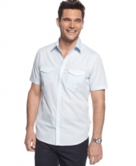 A simple check pattern shirt like this one from Calvin Klein is a classic summer staple.