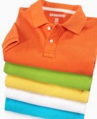 Shore up his set of basics with this solid-color pique polo shirt from Greendog, bold choices for him to build his look around.