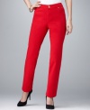 Style&co.'s soft twill straight leg petite pants give any outfit a boost: try them in classic black or bold scarlet red – or both!