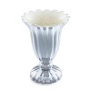 As beautiful and eye-catching as its namesake flower, Julia Knight's Peony vase features an artfully scalloped polished aluminum exterior and a mother-of-pearl infused enameled interior.