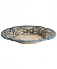 Truly one of a kind, this handcrafted Rosone bowl for soup and pasta evokes the old country with its rustic form and watercolor floral design. Complements the Arte Italica dinnerware collection.