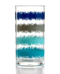 Make a splash with summer-perfect Ikat highball glasses. Striped with ocean blues, Jonathan Adler's outdoor-friendly drinkware is the perfect way to serve iced tea by the pool or cocktails at a cookout.
