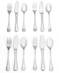 Bite-size cocktail favorites meet their match with the Lafayette party flatware set. Spreaders, cocktail forks and mini spoons featuring gently hammered handles help guests get a stylish grip on scrumptious (but often messy) treats.
