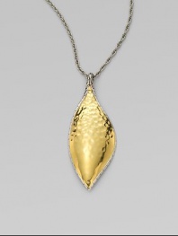From the Palu Collection. An exquisitely, radiant 22k gold and sterling silver piece with an elegant, hammered texture detail on a sterling silver link chain. 22k goldSterling silverLength, about 30Pendant size, about 2¾Lobster clasp closureImported 
