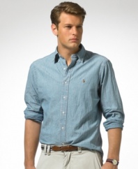 Long-sleeved sport shirt cut for a comfortable, classic fit.