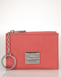 A perennially chic accessory with a practical edge, this top zip leather coin case from Lauren Ralph Lauren is perfectly sized to keep your change.