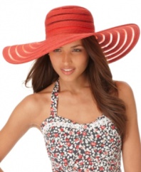 Don't change your stripes. Embrace your flair for the dramatic with this super floppy sheer-striped hat by Nine West.