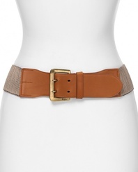 Put the final touch on your look with considered accessories like this elastic and leather belt from Lauren by Ralph Lauren.