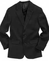 Get down to brass tacks with this simply classic blazer from Nautica in stylish stretch microfiber.
