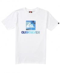 Get graphic. Style is simple when he's sporting this casual t-shirt from Quiksilver.