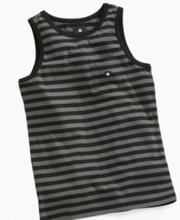 The fresh feel of this striped Mariner tank from DC Shoes is just the right spark to set off his style this summer.