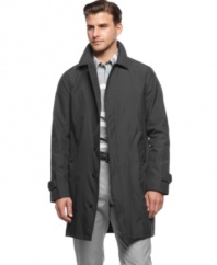 Battle the elements. This raincoat from Calvin Klein lets you face any day with sleek, streamlined style.