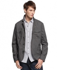 Add this military detailed jacket from Kenneth Cole to your arsenal of casual cool.