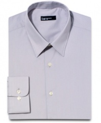 Slim style isn't a stretch with this form-fitting shirt from Bar III.