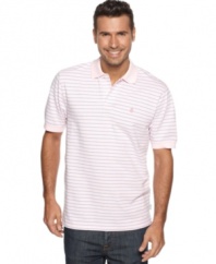 Step up your prep with this striped polo shirt from Izod.