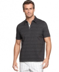 This slub weave polo from Perry Ellis take a classic and gives it a laid back vibe perfect for lazy Sunday style.