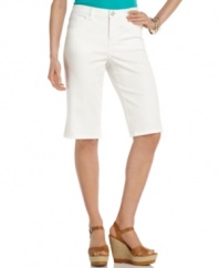 Bermuda shorts in crisp white denim make a chic statement! Style&co.'s also features a tummy control panel for a smoother silhouette you'll love.