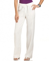 Lounge in style with Ellen Tracy's linen pants. They pack perfectly for vacation and work as a cover-up with a bathing suit!
