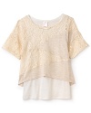 A lace zigzag top is layered over a solid tank in this sweet two-in-one from Kiddo.