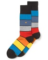 Add multicolored flash to your look with these multicolored striped socks from HUGO Orange.