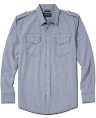 Stripe it right. This American Rag shirt takes a basic style and makes it a standout.