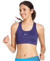 Nike's sports bra is that perfect basic for all sorts of activities! The Dri-FIT technology wicks moisture away so you keep cool and comfortable during your workout.