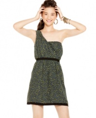 Get spotted for adorable style in this printed, one-shoulder dress from Be Bop – a sweet and graphic addition to your collection of warm-temp frocks!