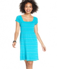 Heather stripes plus a girly, a-line fit take this casual day dress from JJ Basics to super-cute heights!