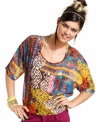 Add tribal flavor to your wardrobe of fun, summery tops with this printed, semi-sheer style from Material Girl!