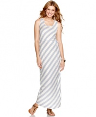 A striking crochet inset at the back gives this striped maxi dress from Tempted major flip side appeal!