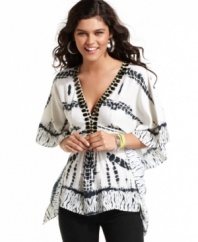 Rampage marries serene, tie-dye print with floaty design on a kaftan-style top that evokes faraway places!