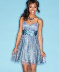 Glimmer in glitter with this dress from Morgan that sports a sweet a-line shape and sparkle to boot.