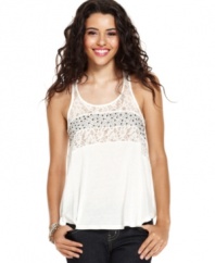 A confection of lace and studs makes this swingy tank from Miss Chevious the ultimate summertime treat!
